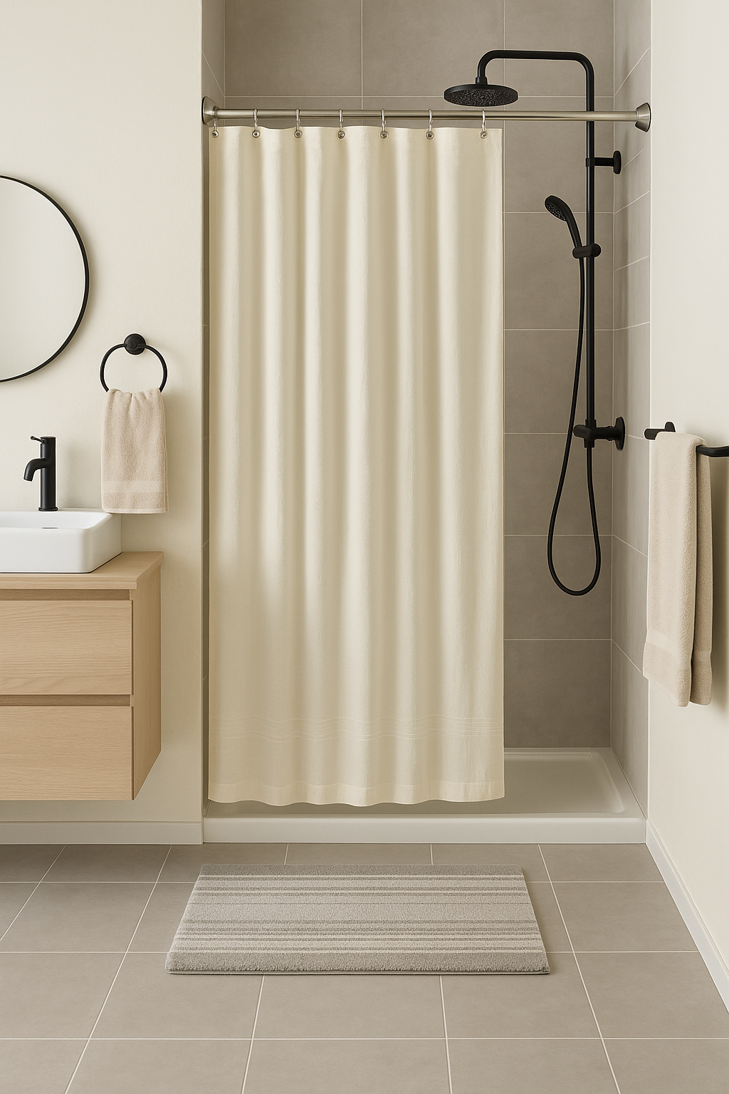 Badkamer matten en gordijnen