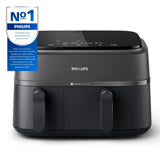Philips Airfryer with two baking drawers - Healthy, Fast and Versatile Cooking, 9 Litre Capacity, Touchscreen, 2 Drawers (NA350/00)
