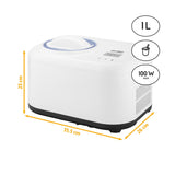 TZS First Austria IJsmachine & yoghurtmaker, zelfkoelend met compressor en uitneembare 1 liter ijshouder, yoghurtmachine voor thuis, incl. maatbeker en spatel