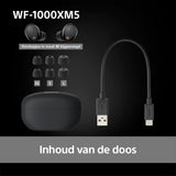 Sony WF-1000XM5 draadloze hoofdtelefoon met ruisonderdrukking, Bluetooth, in-ear hoofdtelefoon, microfoon, batterijduur tot 24 uur, snellaadfunctie, IPX4, iOS- en Android-compatibel - zwart, klein