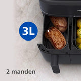 Philips Airfryer 5000 Series met Dual Basket met Stoom- 9L, RapidAir Plus-technologie, 19 manieren om te koken, 90% minder vet, AirSteam-technologie, 2 manden, stoomreiniging, accessoires (NA550/00)