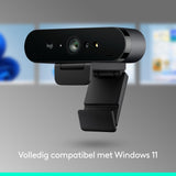 Logitech Brio 4K Webcam, Video Calling, Noise Cancelling Microphone, Automatic HD Light Correction, Wide Field of View, for Microsoft Teams, Zoom, Google Voice, Google Meet, PC/Mac/Laptop/Macbook