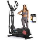 MERACH Crosstrainer voor thuis met 47 cm staplengte, ultralichte ellipstrainer met magneetweerstand, 16 weerstandsniveaus, voor effectieve conditietraining, eigen app, belastbaar tot 180 kg
