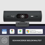 Logitech Brio 500 Full HD Webcam with Auto Light Correction, Show Mode, Dual Noise Cancelling Microphones, Privacy Cover, Works with Microsoft Teams, Google Meet, Zoom, USB-C Cable - Graphite