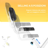 HOMCOM Hometrainer, fietstrainer, trainingsfiets met in 8 niveaus instelbare magnetische weerstand, staal, wit, 43 x 97 x 109 cm