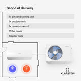 Klarstein WLAN/app-gestuurde airconditioning, A++, koeling en A+ verwarming, 24000 BTU, R32 koelmiddel, mobiele ventilator, zuinig en milieuvriendelijk, voor optimaal comfort in zomer en winter