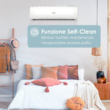 Candy Smart Linea Pura-airconditioner, monosplit met 1 buitenunit en 1 binnenunit van 12000 BTU, 20 dBa, warmtepomp voor warme lucht, Self-Clean en afstandsbediening via app