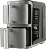 Ninja Double Stack XL Air Fryer, Vertical Double Tray, 4 Cooking Levels, 2 Drawers and 2 Racks, Space Saving Design, 9.5L Capacity, 6 Functions, 8 Servings, Grey SL400EU