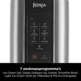 Ninja CREAMi IJs- & Bevroren Dessertmachine met 3 Bakjes, 7 Programma's, Maakt Roomijs, Gelato, Sorbet, Smoothiebowls, Milkshakes en Meer, Maakt 1,4L IJs, 800W, Zwart/Zilver, NC300EU
