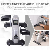 HOMCOM Hometrainer mini-fietstrainer trainingsfiets fietsapparaat met LCD-display metaal zilver 39 x 40 x 31 cm