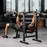 Hop-Sport 1080 Verstelbare Fitnessbank, Krachtstation met Lange Halterset, Stang, Gewichten 39/69/99 kg Naar Keuze