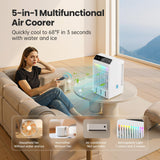 Mobiele airconditioning met display, 1000 ml, draagbare mini-airconditioning, 4-in-1 luchtkoeler, afstandsbediening, timer-airconditioner met dubbele spray en 7 kleuren licht, 4 snelheden