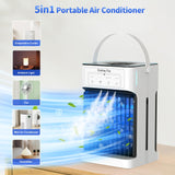 Vairtinary Mobiele airconditioning met afstandsbediening, 1100 ml, mini-luchtkoeler met waterkoeling, 3 luchtsnelheden en 3 koelnevel, 2-8 uur timer en 7 leds, mobiele airconditioner voor kamers