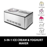 Caso Ice Creamer, 2-In-1 Design, Ijsmachine En Yoghurtmachine, Met Compressortechniek, Koelen Niet Nodig, Geproduceerd Tot 2 Liter Ijs, Ijs Of Yoghurt