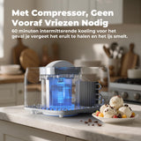 Acmeenjoy IJsmachine met compressor, ijsmachine voor het huishouden, zonder voorvriezen, ijsmachine, 1 l, elektrische koelkast, 100 W, afneembare aluminium emmer/recept