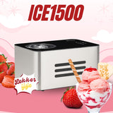 Sommertal ICE1500 IJsmachine, 3-in-1 ijsmachine, yoghurtmaker en sorbet, ijsmachine van roestvrij staal met koelhoudfunctie, ijs om zelf te maken, 1,5 l, 150 W met compressor