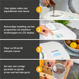 TZS First Austria IJsmachine & yoghurtmaker, zelfkoelend met compressor en uitneembare 1 liter ijshouder, yoghurtmachine voor thuis, incl. maatbeker en spatel