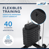 ArtSport ProfiGym 2000 Krachtstation met pull-up- en vlinderstang, trekkoord en beenstrekker, 9 gewichten met 40 kg, multistation, krachttraining thuis