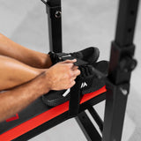 Hop-Sport 1080 Verstelbare Fitnessbank, Krachtstation met Lange Halterset, Stang, Gewichten 39/69/99 kg Naar Keuze