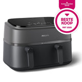 Philips Airfryer with two baking drawers - Healthy, Fast and Versatile Cooking, 9 Litre Capacity, Touchscreen, 2 Drawers (NA350/00)