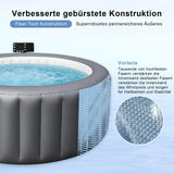 Opblaasbare whirlpool, draagbare PureSpa massage-hottub voor buiten met 130 rustgevende luchtjets, geïntegreerd snelvulsysteem, ledlampen, geïsoleerde afdekking en vloermat, 2 tot 3