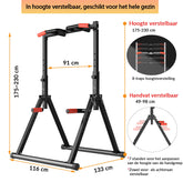 DOBESTS Opvouwbare Power Tower Dip Station optrekstang, vrijstaand, in hoogte verstelbaar, multifunctioneel fitness-trainingsapparaat, push-ups, abdominaal, driehoekige structuur, stabiel