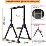 DOBESTS Opvouwbare Power Tower Dip Station optrekstang, vrijstaand, in hoogte verstelbaar, multifunctioneel fitness-trainingsapparaat, push-ups, abdominaal, driehoekige structuur, stabiel