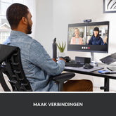 Logitech Brio 500 Full HD Webcam with Auto Light Correction, Show Mode, Dual Noise Cancelling Microphones, Privacy Cover, Works with Microsoft Teams, Google Meet, Zoom, USB-C Cable - Graphite