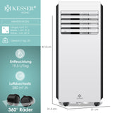 KESSER® Mobiele airconditioning, 4-in-1, koelen, luchtontvochtiger, ventilator, 7000 BTU/h, 780 W, mobiel klimaat met montagemateriaal, afstandsbediening en timer, nachtmodus en 360° wielen