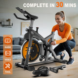 MettleMatic Hometrainer voor het hele gezin, magnetische ergometer, hometrainer, fiets met 300 watt draaimoment, grote tablethouder, belastbaarheid 150 kg