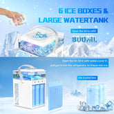 Draagbare mini-airconditioning, 4-in-1 mini-luchtkoeler, draagbaar, kleine USB-ventilator met 7 gekleurde leds, 3 modi, voor thuis, kantoor, camping