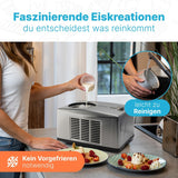 ProfiCook® IJsmachine & yoghurtmaker in één, ijs in 20 minuten, voor maximaal 1500 ml, ijsmachine met compressor, voor ijs en frozen yoghurt, incl. recepten, ijsspatel en maatbeker, PC ICM 1091 N