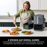 Ninja Double Stack XL Air Fryer, Vertical Double Tray, 4 Cooking Levels, 2 Drawers and 2 Racks, Space Saving Design, 9.5L Capacity, 6 Functions, 8 Servings, Grey SL400EU