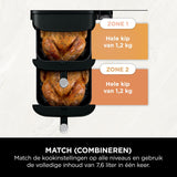 Ninja Double Stack Air Fryer, Vertical Deep Fryer with Double Drawers and 4 Cooking Levels, 2 Drawers and 2 Racks, Space Saving Design, 7.6 Liter Content, 6 Cooking Functions, 6 Servings, Grey SL300EU