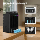 Mobiele airconditioning met display, 1000 ml, draagbare mini-airconditioning, 4-in-1 luchtkoeler, afstandsbediening, timer-airconditioner met dubbele spray en 7 kleuren licht, 4 snelheden