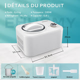 Euhomy IJsturbine-ijsmachine, ijsmachine met compressor, ijsmachines en ijsmachines, zelfkoelend, 1 l, 100 W, smoothies, bevroren yoghurt, milkshakes, doe-het-zelf ijsmachine