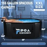 Poafamx Cold Plunge Pool, 155 Gallon Inflatable Ice Bath for Athletes, Portable Cold Bath, XXL, Large Capacity with Insulated Cover for Outdoor and Indoor Cold Water Therapy Recovery