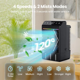 Mobiele airconditioning met display, 1000 ml, draagbare mini-airconditioning, 4-in-1 luchtkoeler, afstandsbediening, timer-airconditioner met dubbele spray en 7 kleuren licht, 4 snelheden