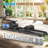 VOWVIT Roeitoestel voor thuis, waterroeitoestel met bluetooth-monitor, opvouwbaar roeitoestel, roeitoestel met verstelbare tablethouder, 160 kg gewichtscapaciteit