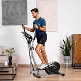 Hop-Sport crosstrainer HS-2050C Rood/Grijs voor thuisgebruik met LCD display en hartslagmeting - zeer stille crosstrainer met magnetisch remsysteem en ergonomische zilveren handgrepen