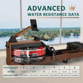 VOWVIT V-W3 Roeitrainer voor Thuis - Roeimachines Houten Constructie, Bluetooth Roeitrainer Water, Eenvoudig Inklapbaar, Geschikte Gebruikershoogte 1,2 m~ 2 m, Belasting van 175 kg, 2 Jaar Garantie