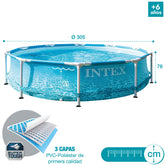 Intex 28206NP Metal Frame Pool, 305cm x 76cm Round Beach