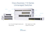 Unmanaged Switch Cisco Business CBS110-16T-D, 16-Port GE, Partial PoE, Limited Lifetime Warranty (CBS110-16T-D)