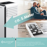 KESSER® Mobiele airconditioning, 4-in-1, koelen, luchtontvochtiger, ventilator, 7000 BTU/h, 780 W, mobiel klimaat met montagemateriaal, afstandsbediening en timer, nachtmodus en 360° wielen