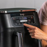 Ninja Foodi Dual Zone Digital Air Fryer, 2 Drawers, 7.6L, 6-in-1, Oil Free, Air Frying, Roasting, Baking, Warming, Drying, Cooks 4-6 Servings, Dishwasher Safe Baskets, Anti-Bake, Black AF300EU
