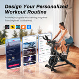 MERACH Hometrainer, stille hometrainer, fiets met verbeterde lcd-monitor, spinning bike indoor met verstelbare weerstand voor cardiotraining thuis, met eigen app, tot 136 kg