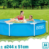 Intex 28205NP Metal Frame Pool, 244cm x 51cm Round Blue