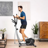 Hop-Sport crosstrainer HS-2050C Rood/Grijs voor thuisgebruik met LCD display en hartslagmeting - zeer stille crosstrainer met magnetisch remsysteem en ergonomische zilveren handgrepen