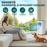 HAUSHOF Mobiele airconditioning, 9000BTU, 4-in-1, koelen, ontvochtigen, ventilatoren, slapen, airconditioner, mobiel met afvoerslang, afstandsbediening, isolatiehoes voor ruimtes tot 30 m²
