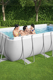Bestway Power Steel Frame Pool Set with Filter Pump 404 x 201 x 100 cm, Light Grey, Square